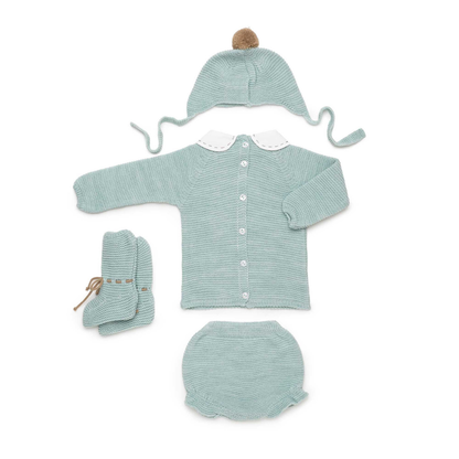 Conjunto de Malha para Bebé Verde-Água- Juliana