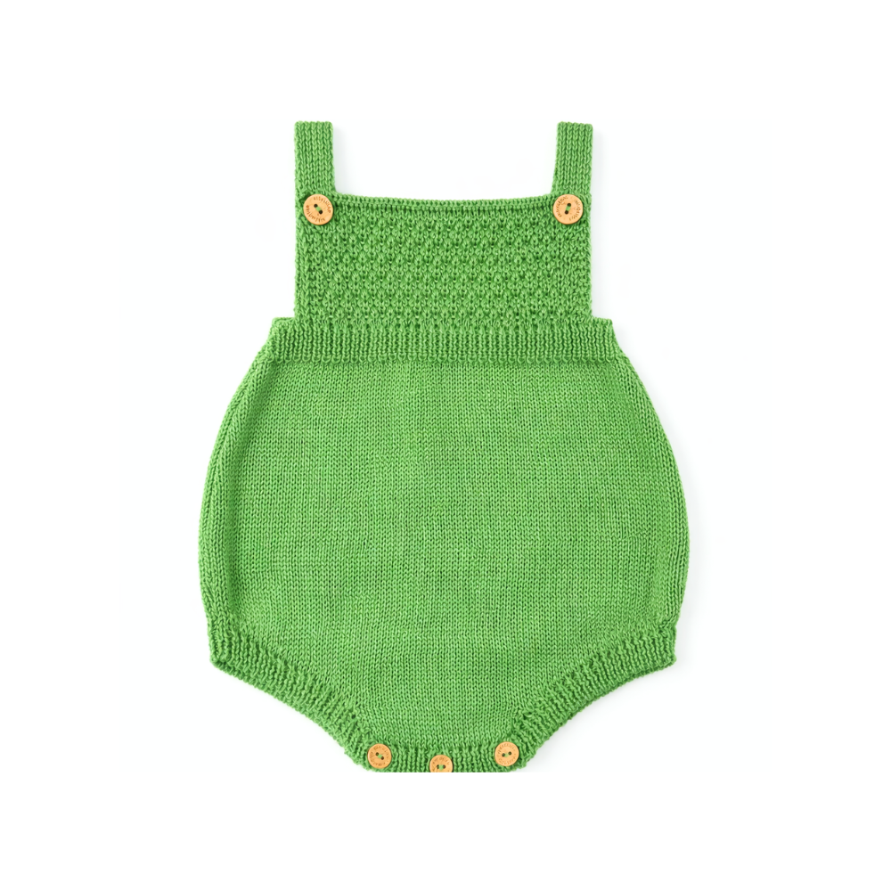 Fofo Bebé em Malha Verde com Alças e Botões - Micolino