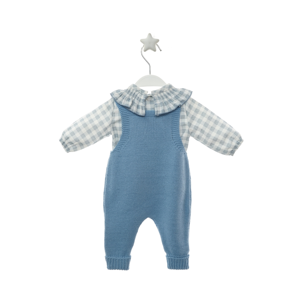 Conjunto Jardineira de Malha Azul Love - Micolino