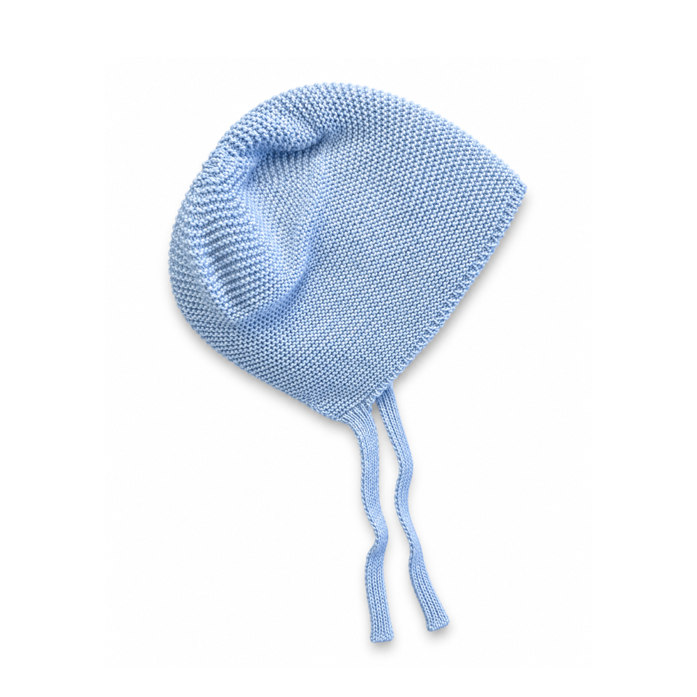 Touca de Bebé em Tricot Azul-Claro