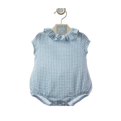 Fofo em Vichy Azul com Gola de Folho - Yoedu