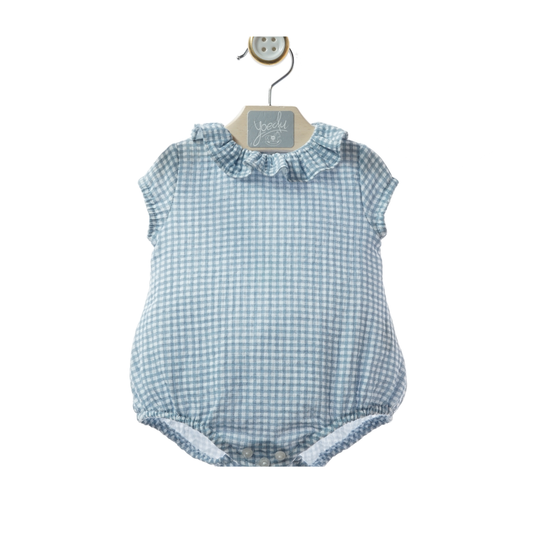 Fofo em Vichy Azul com Gola de Folho - Yoedu