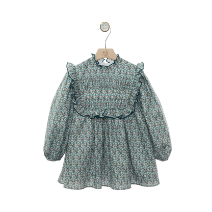 Vestido Floral com Folhos- Yoedu