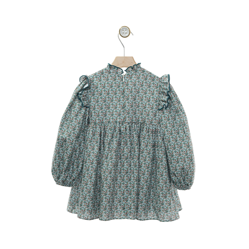 Vestido Floral com Folhos- Yoedu