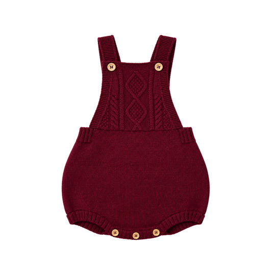 Fofo de Bebé em Tricot Bordô com Alças e Tranças - Babby