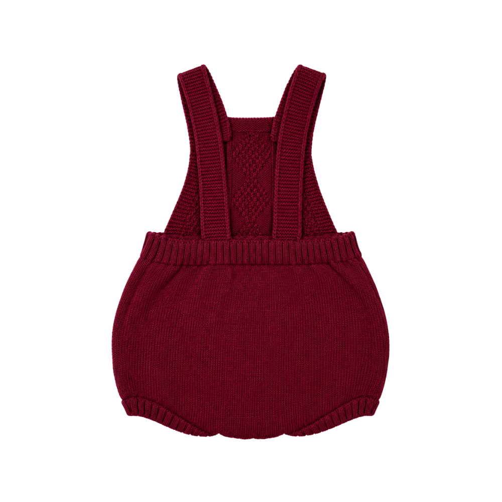 Fofo de Bebé em Tricot Bordô com Alças e Tranças - Babby