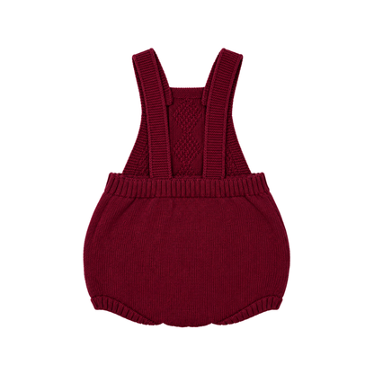Fofo de Bebé em Tricot Bordô com Alças e Tranças - Babby