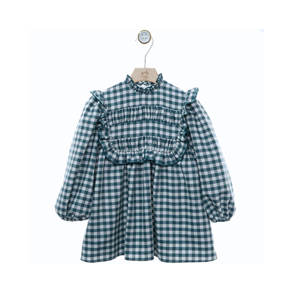 Vestido aos Quadrados com Folhos - Yoedu