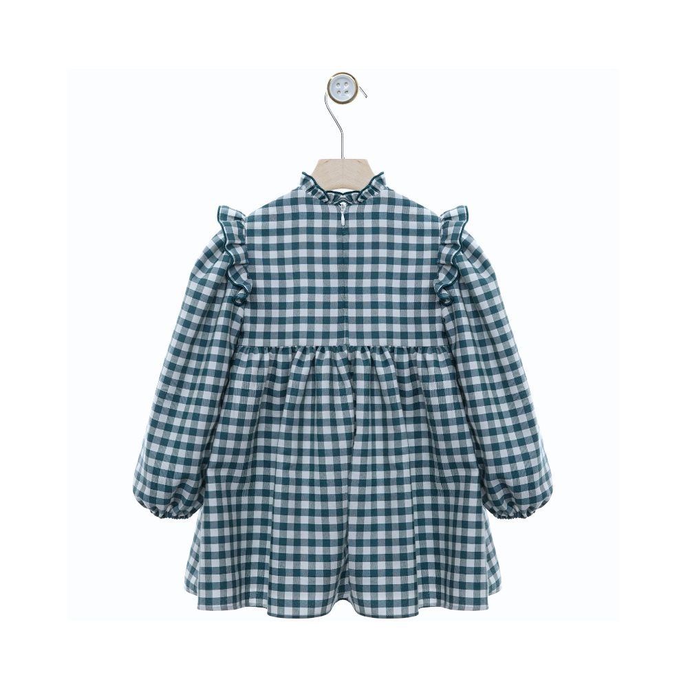 Vestido aos Quadrados com Folhos - Yoedu