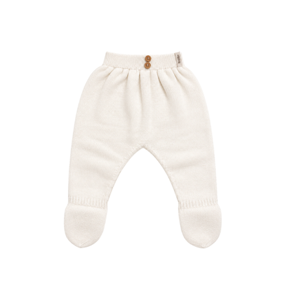 Calças de Malha com Pé para Bebé em Creme – Babby