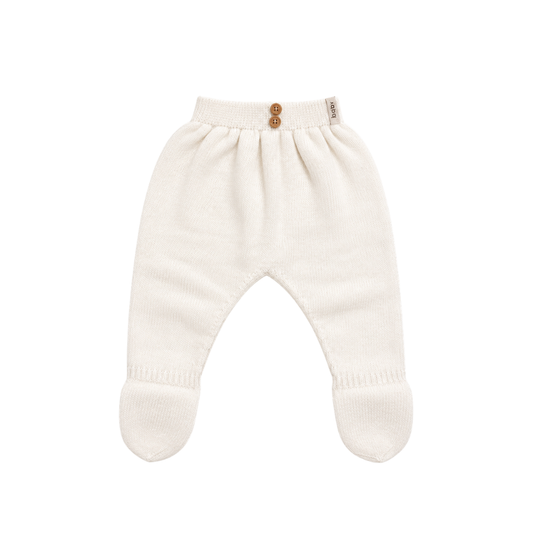 Calças de Malha com Pé para Bebé em Creme – Babby