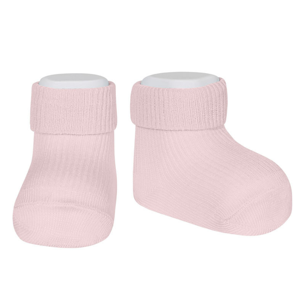 Meias pelo tornozelo caneladas com punho dobrável Cóndor - Rosa