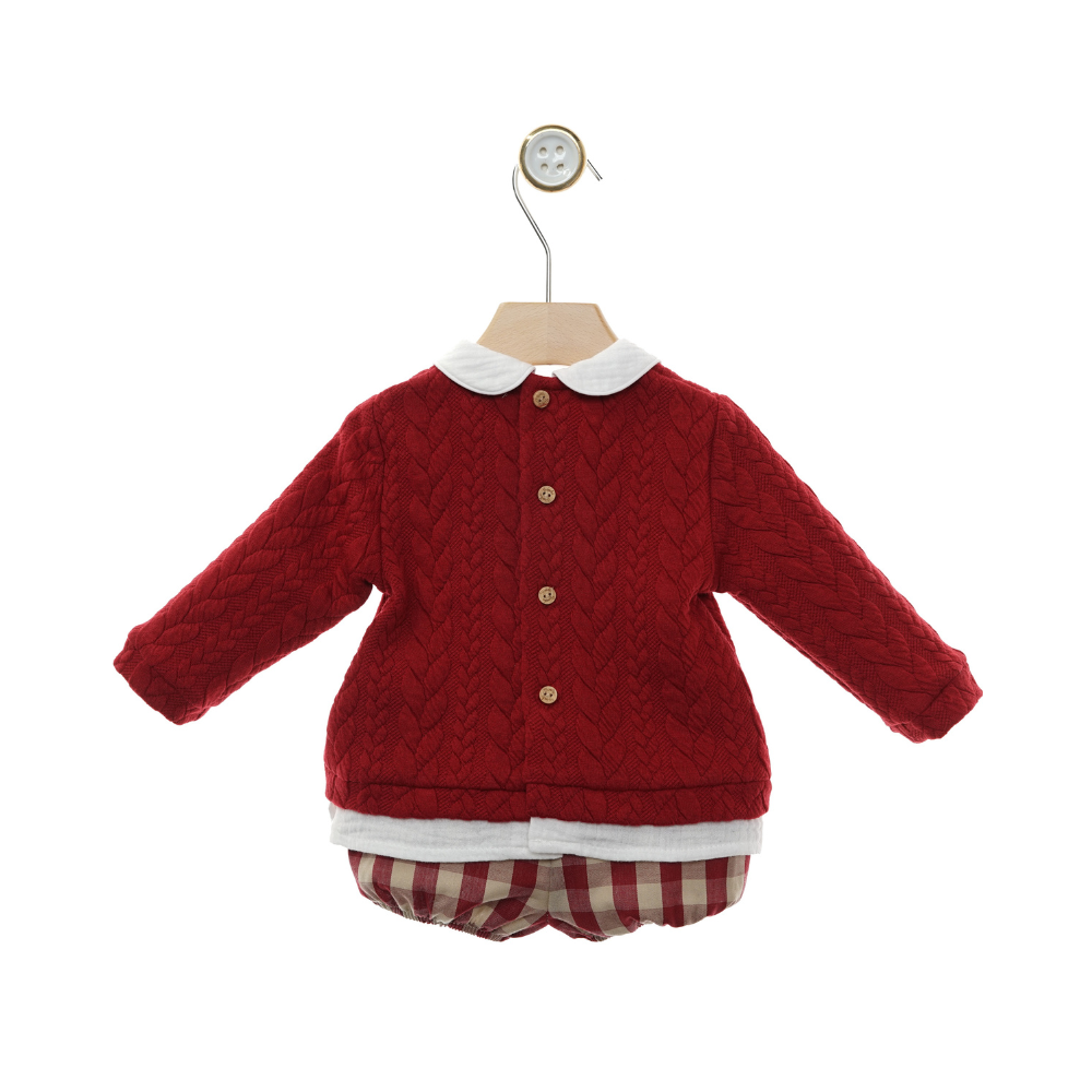 Conjunto Bebé com Camisola Vermelha e Calções Xadrez - Yoedu