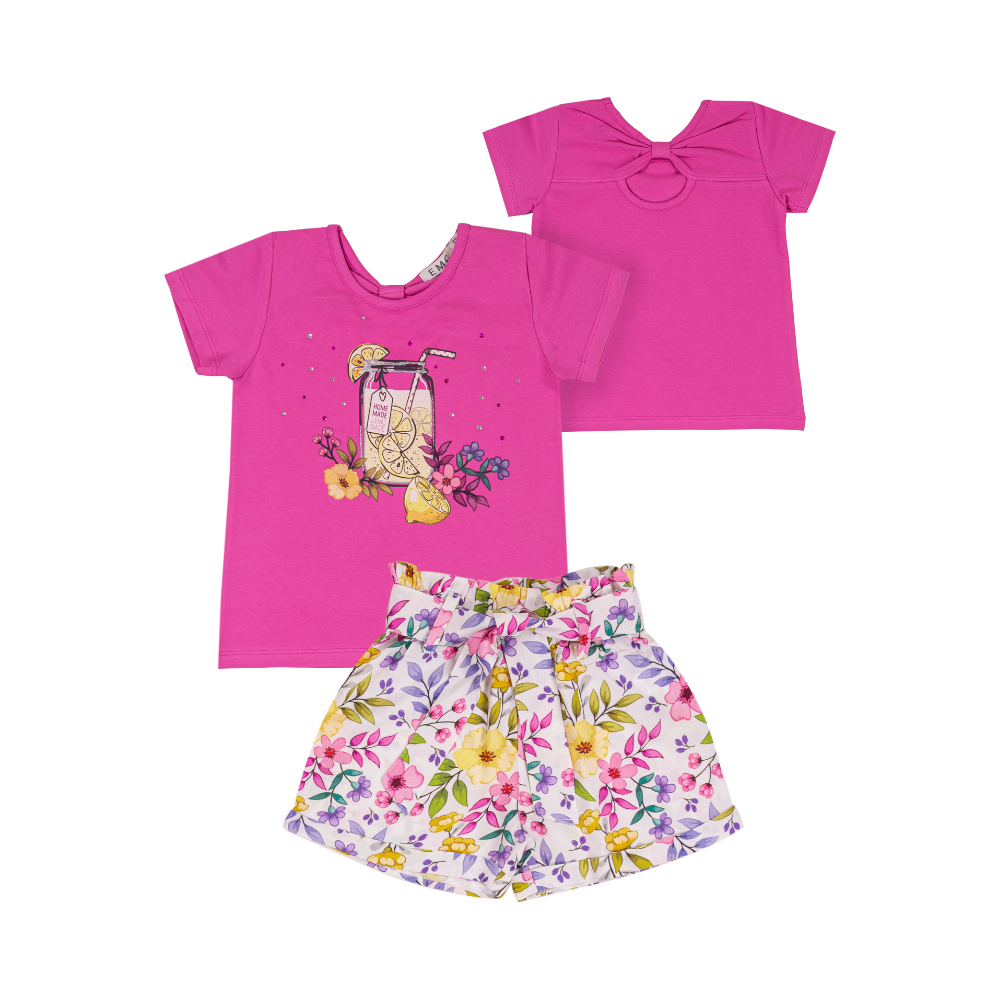 Conjunto Rosa com Calções Florais- EMC