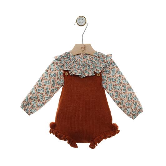 Conjunto Fofo de Malha com Gola Floral- Yoedu
