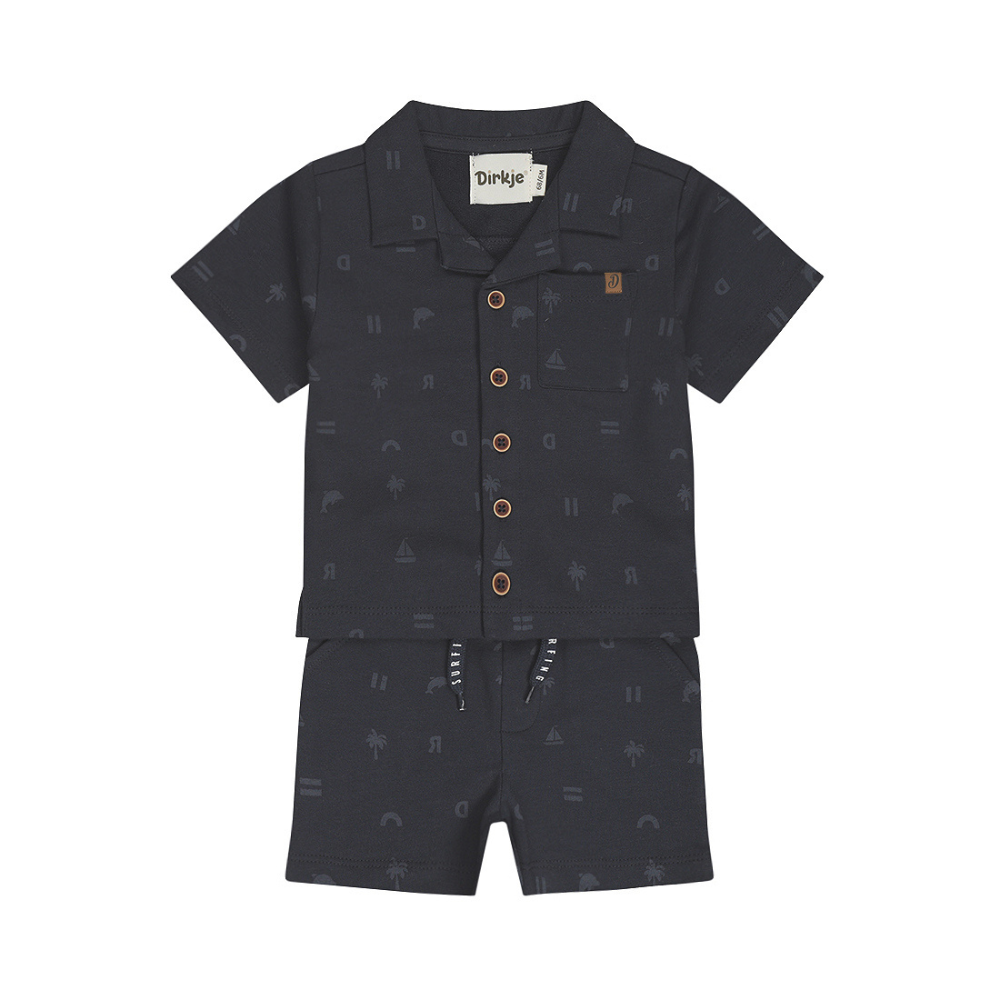 Conjunto Menino Azul Marinho – Camisa de Botões + Calções - Dirkje
