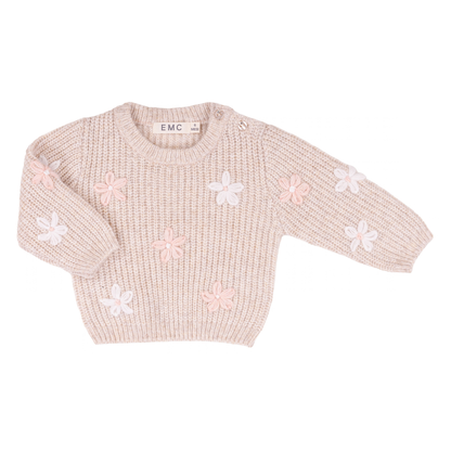 Camisola Bege com Flores Bordadas - EMC