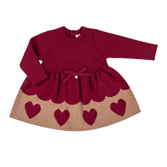 Vestido de Malha Bordô com Corações - EMC
