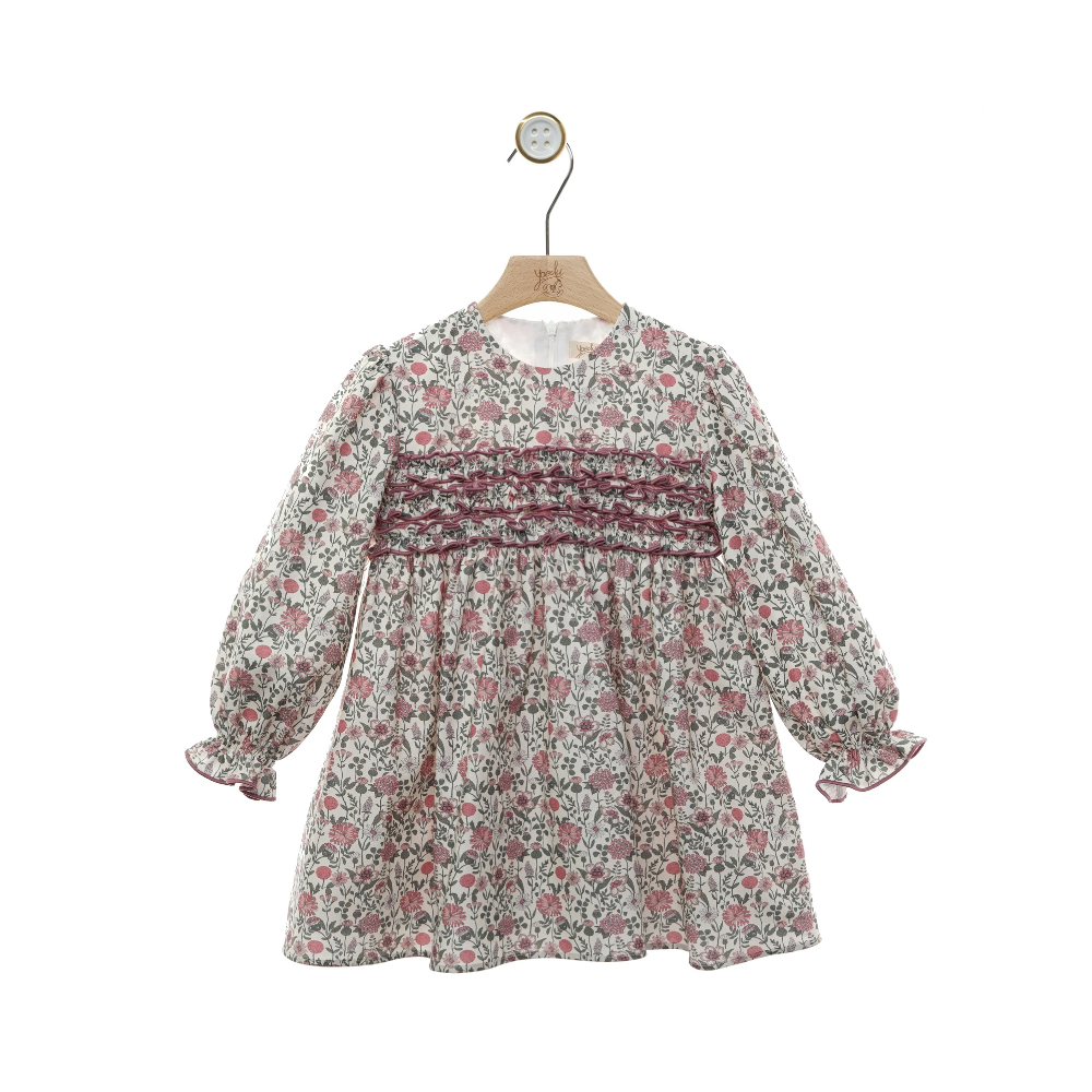 Vestido Floral com Folhos no Peito- Yoedu