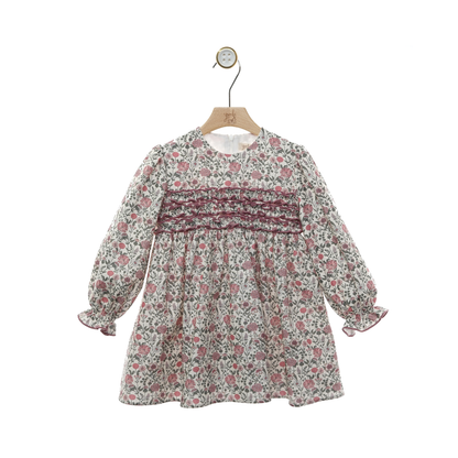 Vestido Floral com Folhos no Peito- Yoedu