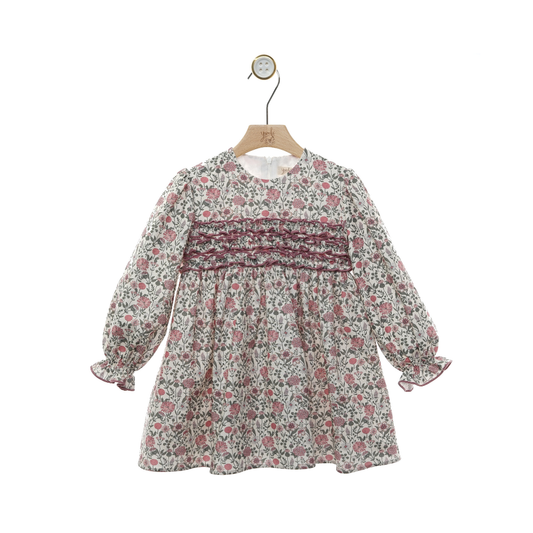 Vestido Floral com Folhos no Peito- Yoedu