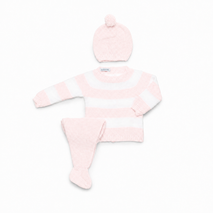 Conjunto de Malha para Bebé Rosa e Branco - Juliana