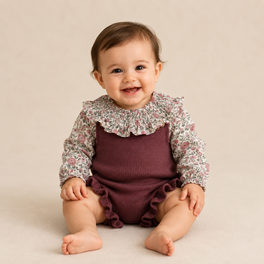Conjunto Fofo de Malha com Gola Folhada- Yoedu