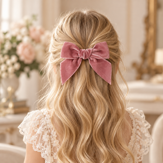 Laço de Cabelo em Veludo Rosa Velho- Cóndor