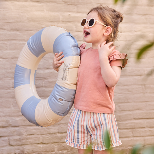 Conjunto Menina Coral e Riscas Multicolor - Dirkje