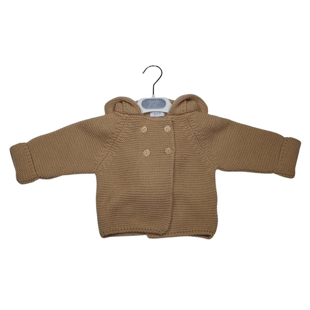 Casaco de malha com pompom bege - Yoedu