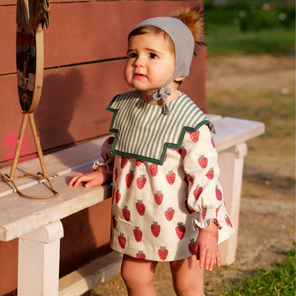 Vestido bebé morangos com gola removível - José Váron
