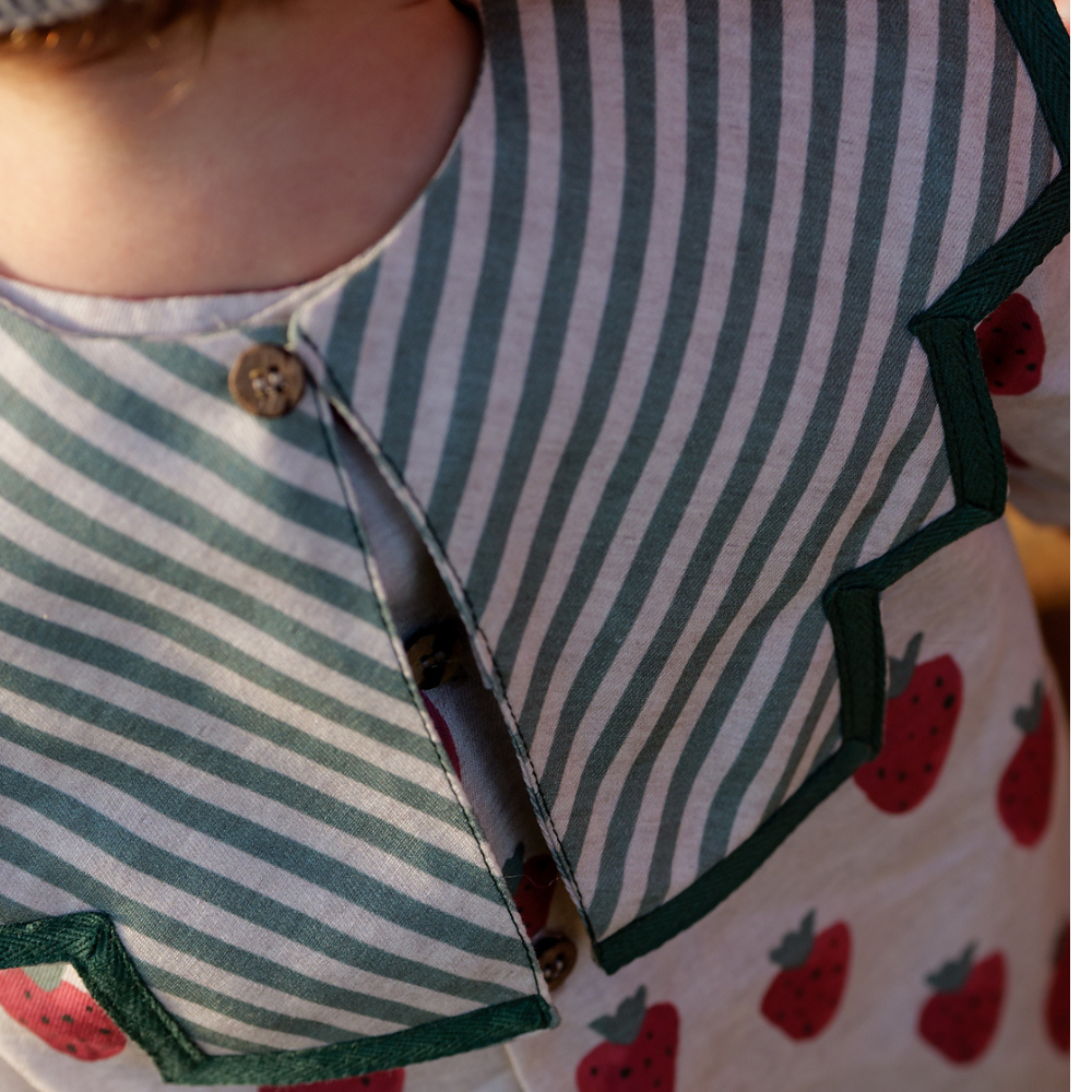 Vestido bebé morangos com gola removível - José Váron