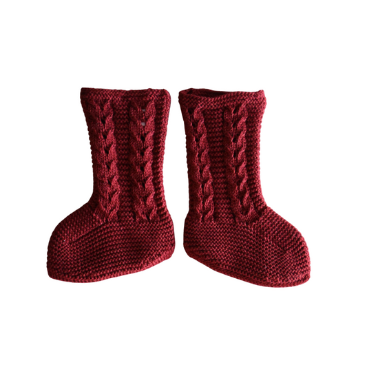 Botinhas de malha para bebé em bordô - Sigar