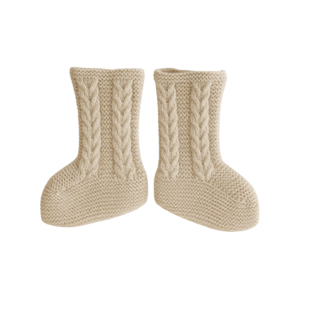 Botinhas de malha para bebé em bege - Sigar