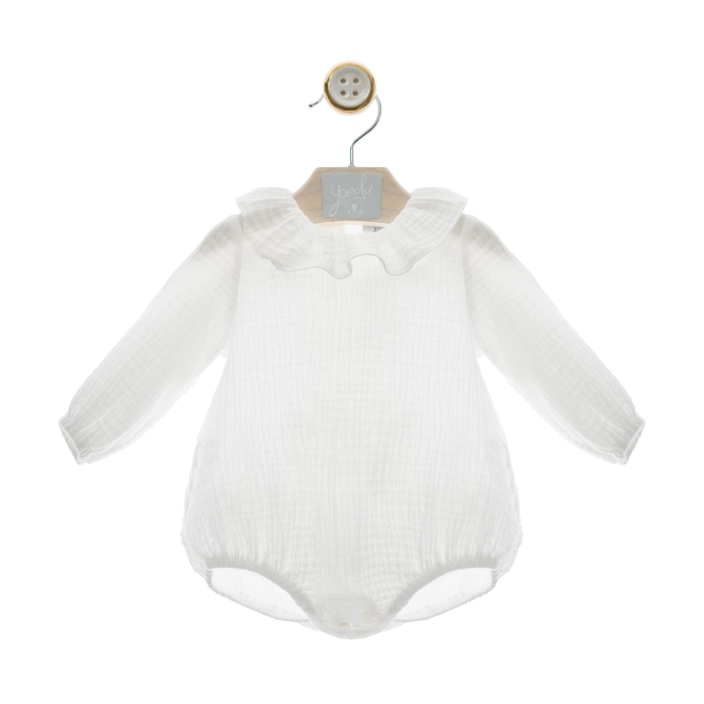 Fofo branco em algodão com gola para bebé - Yoedu