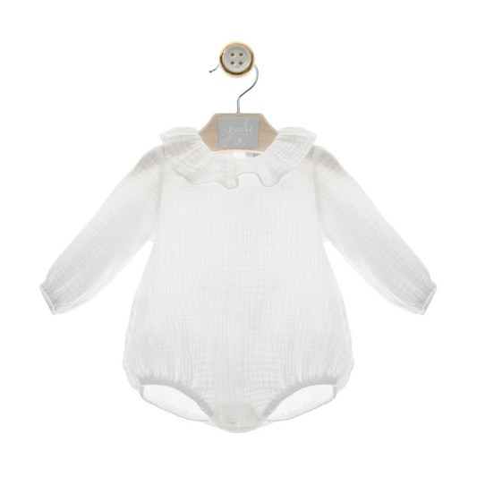 Fofo branco em algodão com gola para bebé - Yoedu