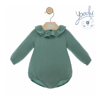 Fofo verde em algodão com gola para bebé - Yoedu