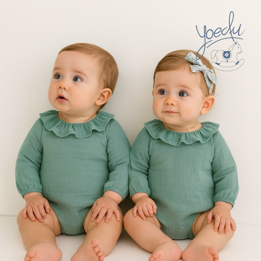 Fofo verde em algodão com gola para bebé - Yoedu