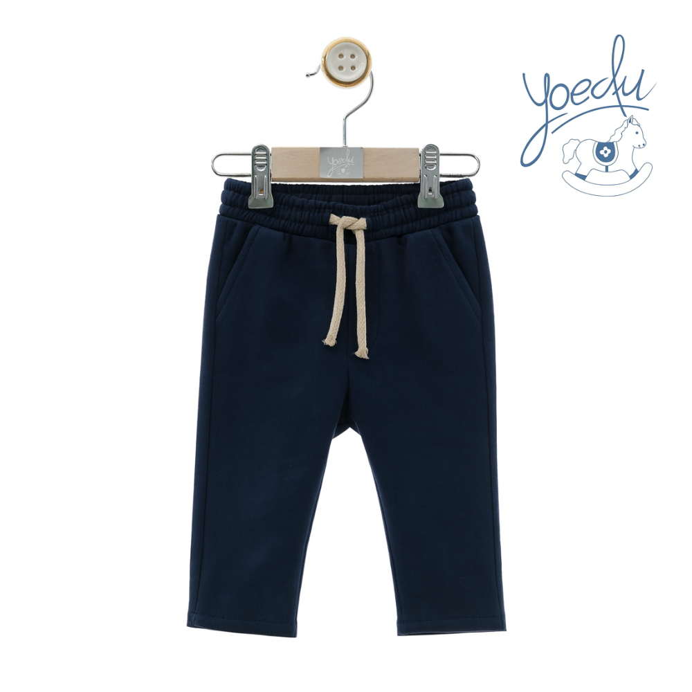 Calças menino sarja azul marinho com cordão – Yoedu