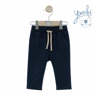 Calças menino sarja azul marinho com cordão – Yoedu