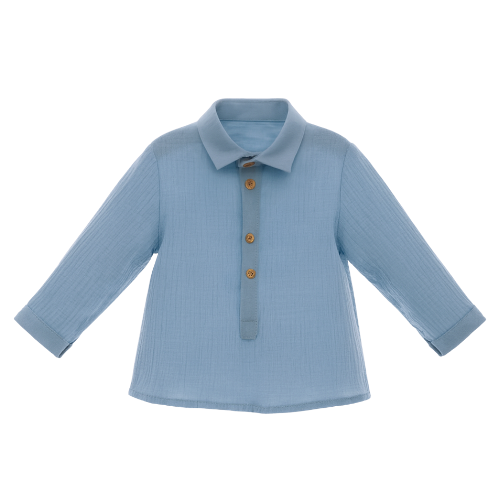 Camisa bebé menino azul- Yoedu