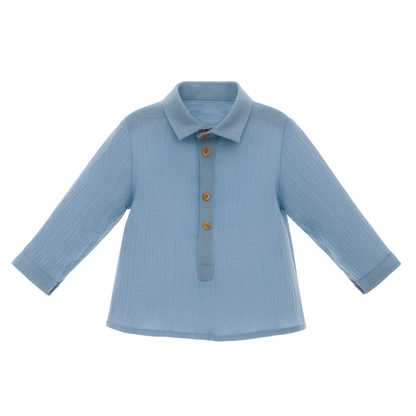 Camisa bebé menino azul- Yoedu