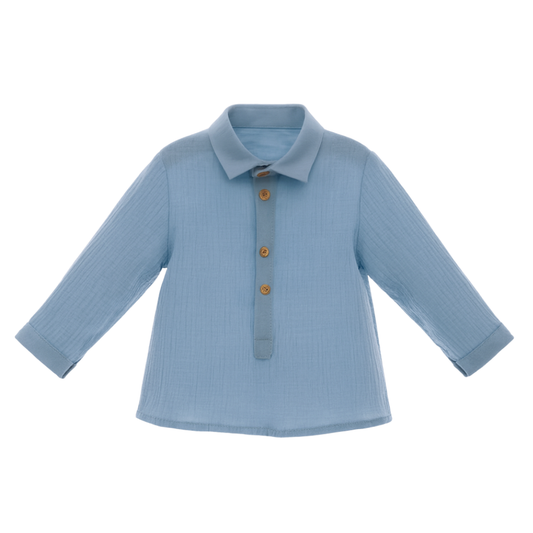 Camisa bebé menino azul- Yoedu