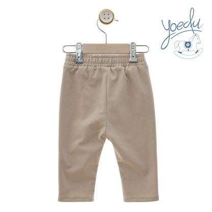 Calças menino sarja bege com cordão – Yoedu