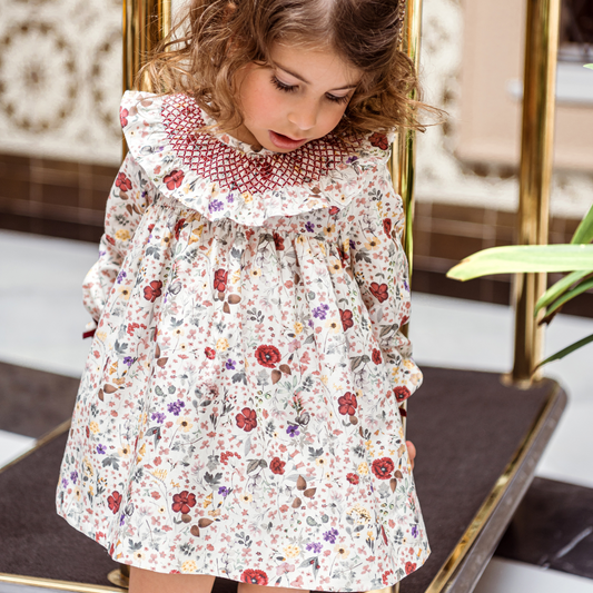 Vestido floral com tapa fraldas "Greta" - Marta y Paula