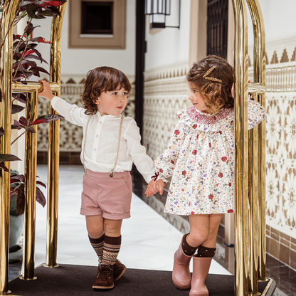 Vestido floral com tapa fraldas "Greta" - Marta y Paula