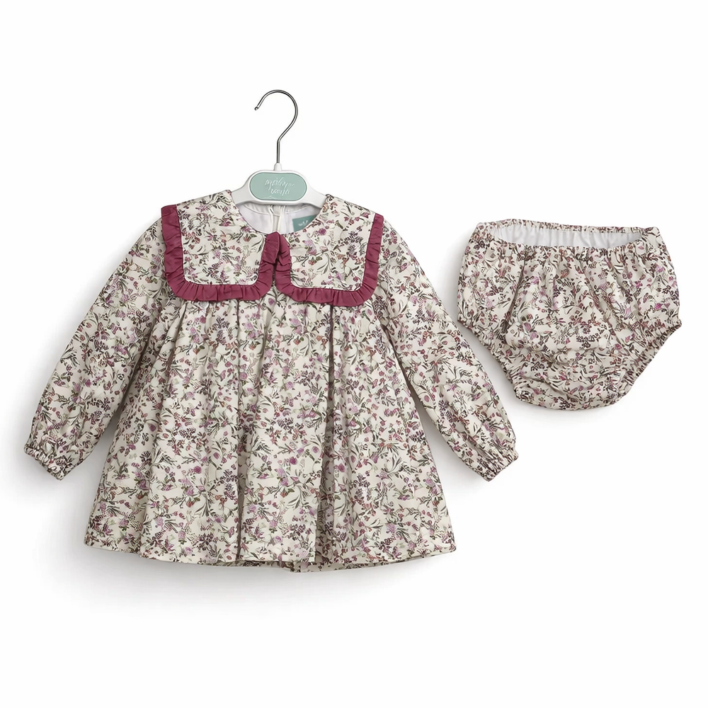 Conjunto bebé menina floral com tapa-fraldas - Marta y Paula