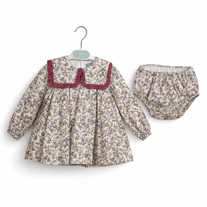 Conjunto bebé menina floral com tapa-fraldas - Marta y Paula