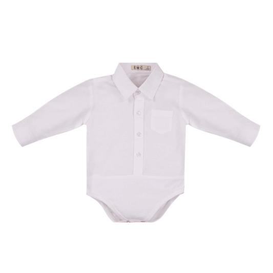 Body camisa branca de bebé com manga comprida - EMC