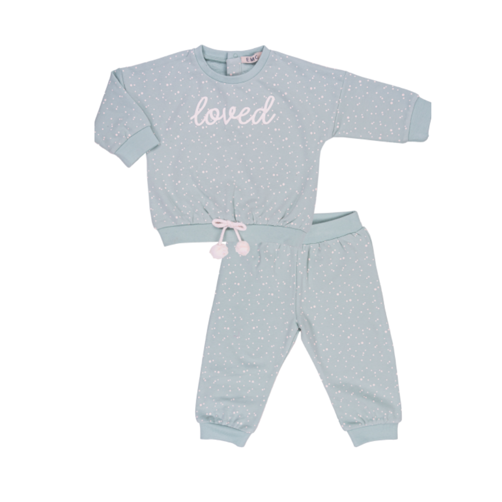 Conjunto de bebé verde água com calças e sweat "Loved"- EMC